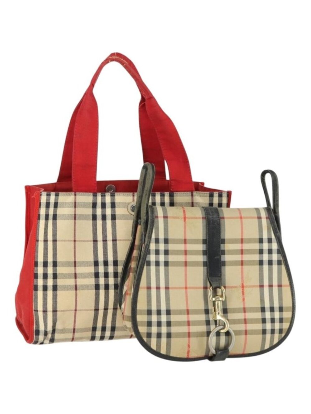BURBERRY Nova Check Shoulder Bag Canvas 2 Set Beige
